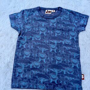 Dyr's Kids Navy Blue Jungle Safari Print Cotton T-Shirt-  Comfy Cozy Stretchable